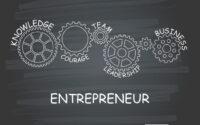 entrepreneur-with-gear-concept-on-chalkboard-vector-illustration