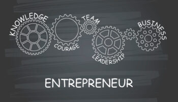 entrepreneur-with-gear-concept-on-chalkboard-vector-illustration
